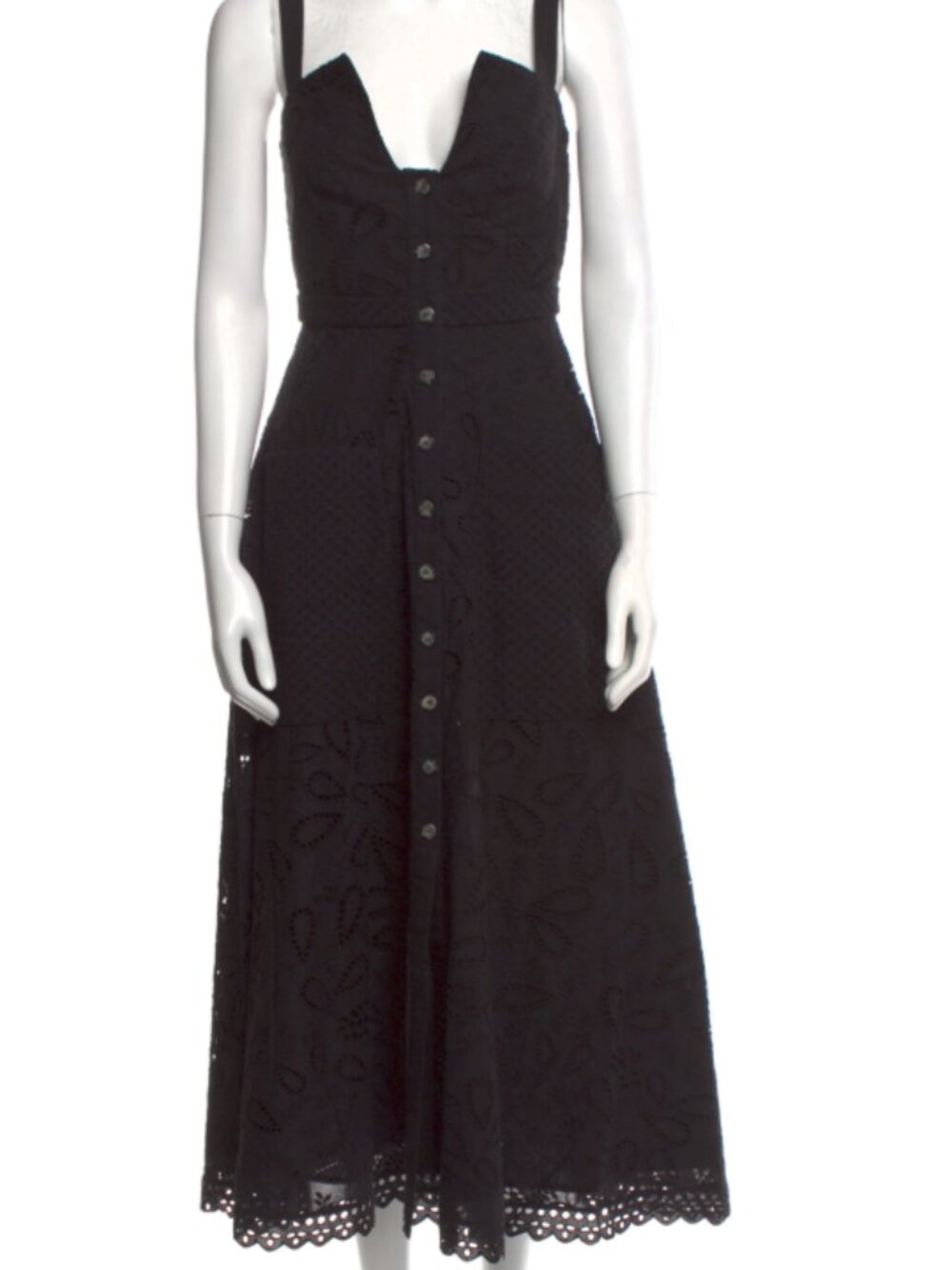 Black Romantic Cotton Saloni A-Line Midi Dress Size US 0 / UK 6